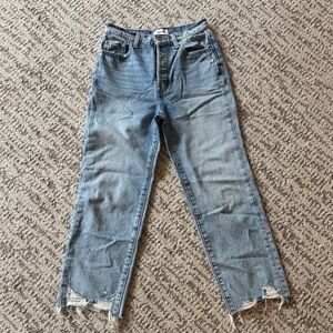 pistola Light Blue Straight-Leg Distressed Hem Jeans